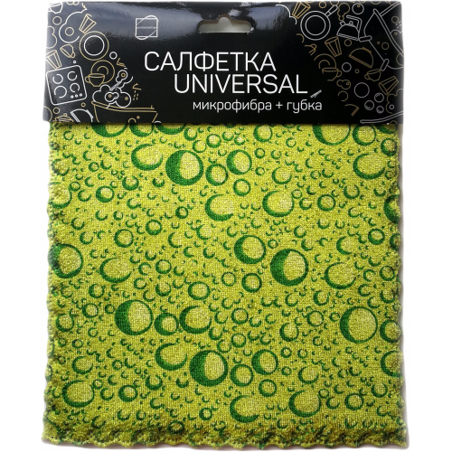 Салфетка Universal микрофибра + губка, 17 х 19 см