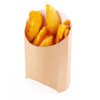 Коробка для картофеля фри FRY M, крафт, 80/110 x 54 x 68/111 мм