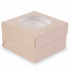 Коробка OSQ MUF на 4 капкейка с окном, 2 стороны белая-крафт 16 x 16 x 10 см