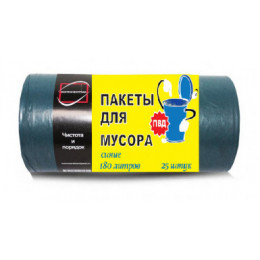 Мешок для мусора ПВД в рулоне 90 х 130 см 35 мк, 180 л, синий, 25 шт (1/9)