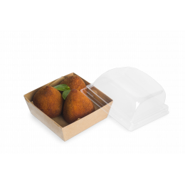 Коробка для бургеров с прозрачной крышкой SMART PACK 300, 86/100 x 86/100 x 40/49 мм